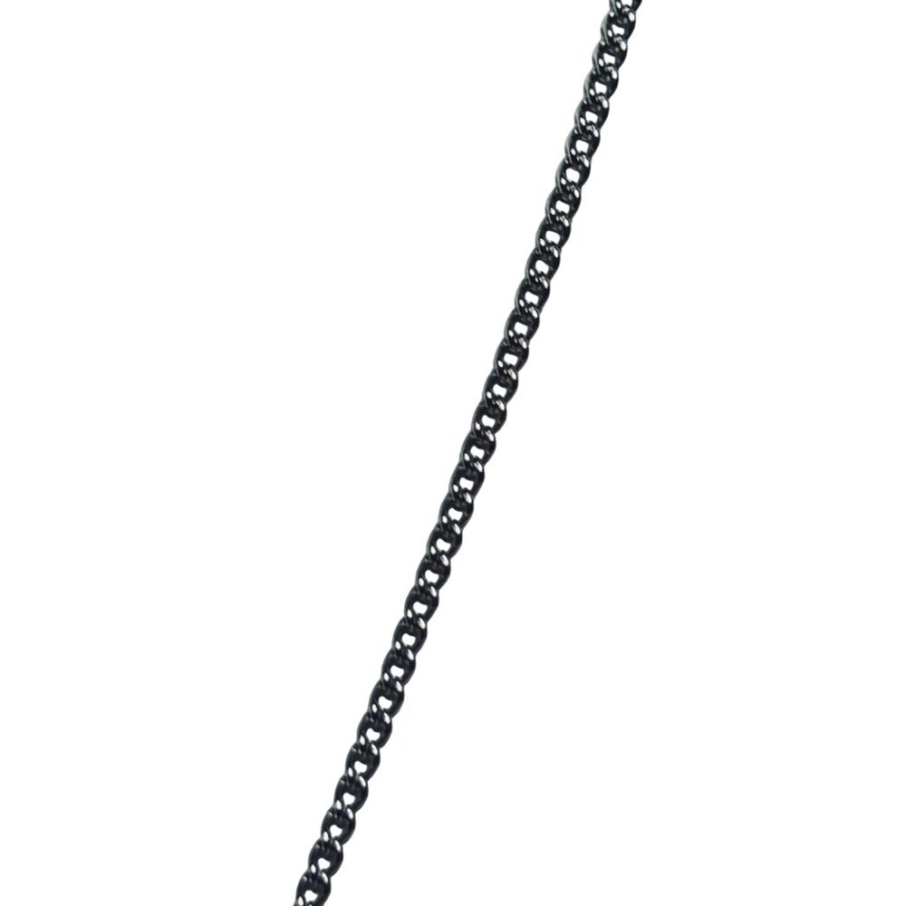 Silver Tone Curb Chain Necklace With Faux Turquoise Cross Pendant (5683) - Picture 6 of 8